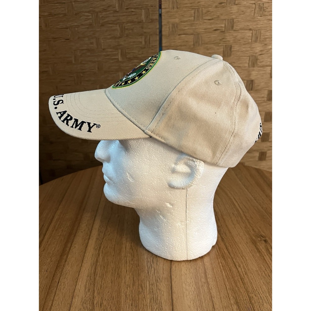 Eagle Emblems‎ US Army Khaki Cotton Adjustable Cap Hat Army Emblem Slogan - Picture 2 of 6